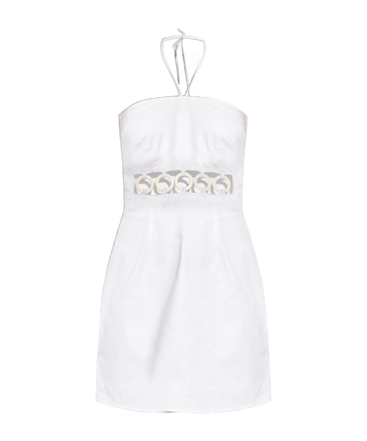 Dsquared2 Strapless Cotton Twill Mini Dress With Cut Out Deatils In White