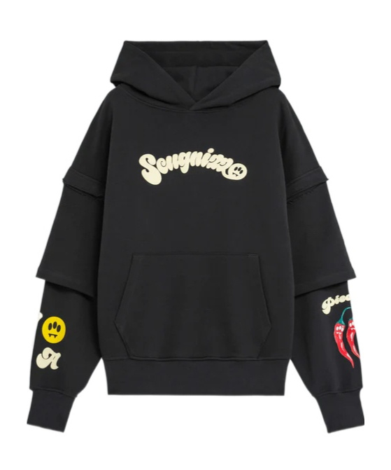 Barrow Layered Graphic-print Hoodie In Black