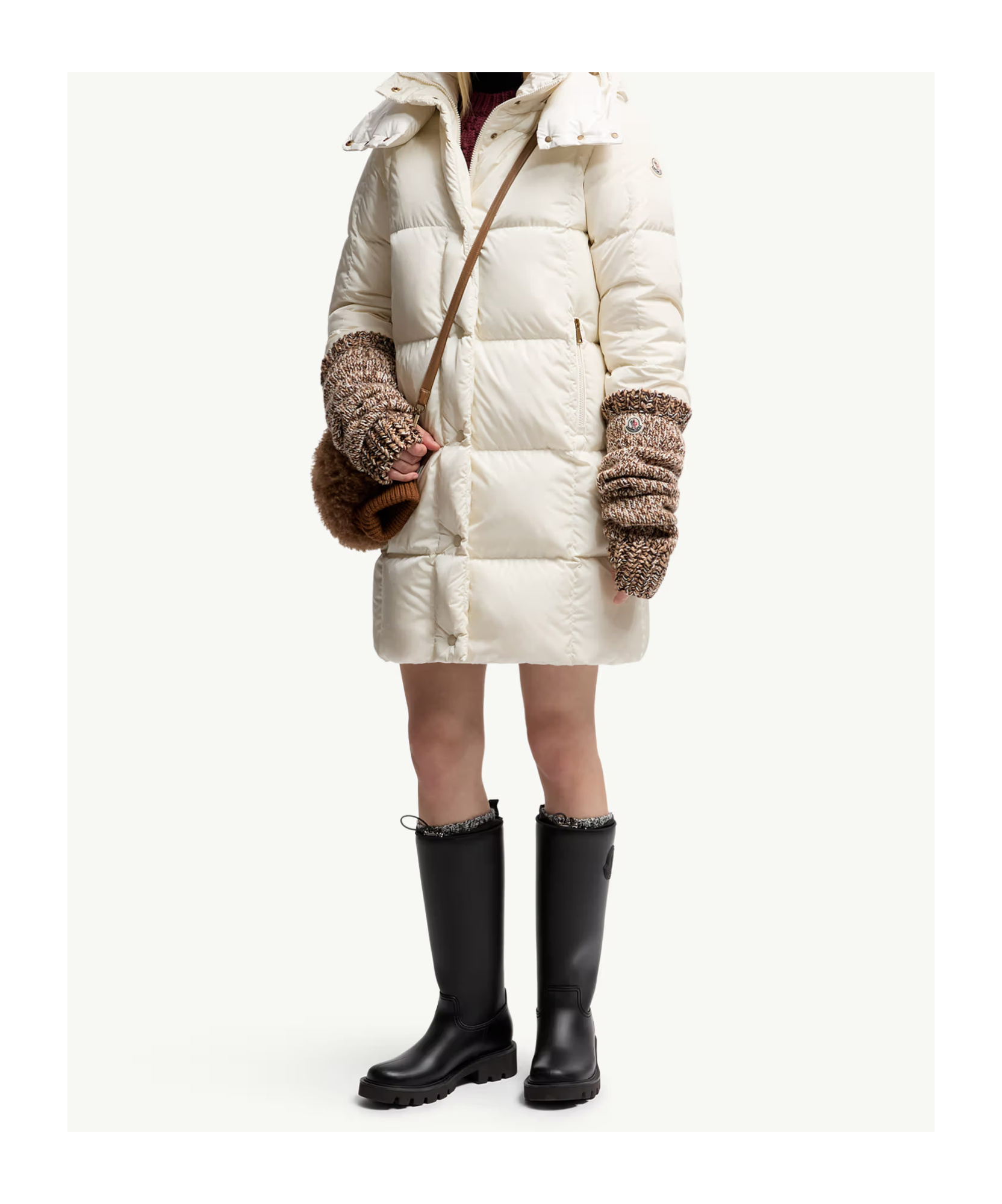 Moncler Long Sleeve Down Jacket In Neutral