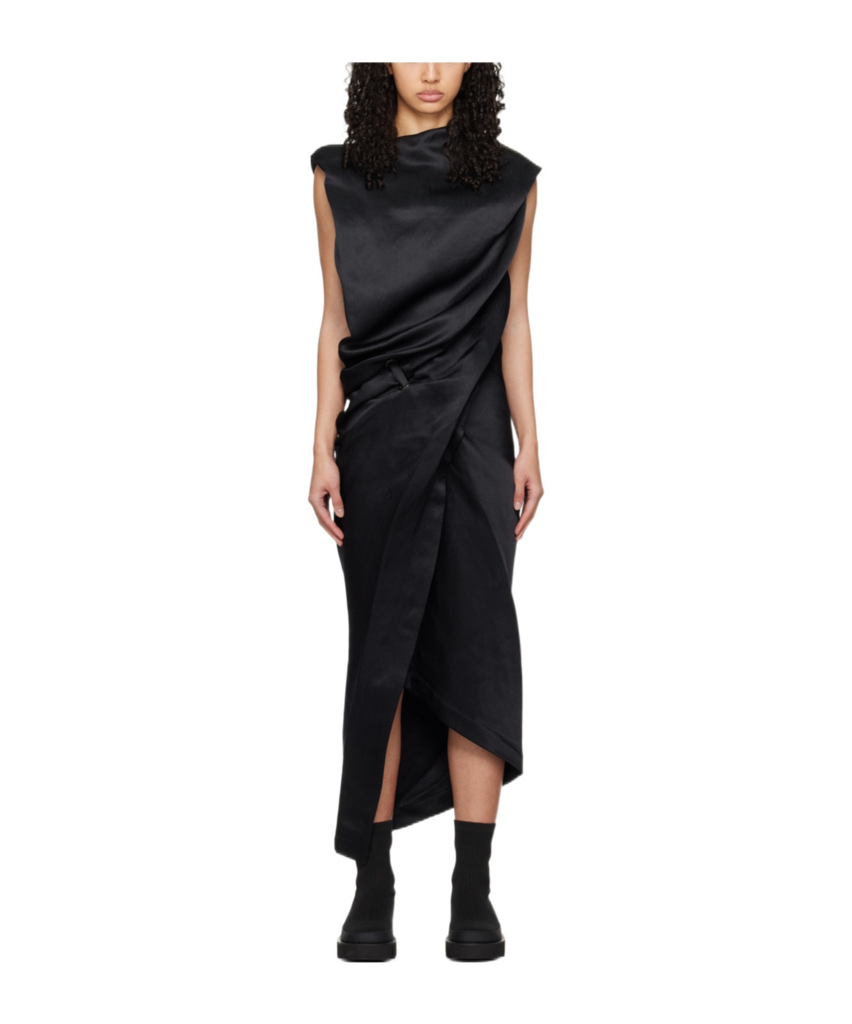 Issey Miyake Enveloping Asymmetric Maxi Dress In Black