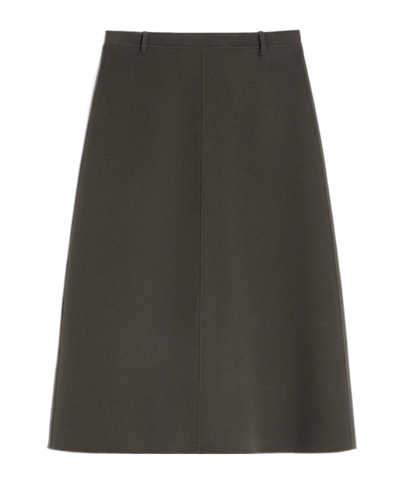 Max Mara Flared Wool Skirt In Green
