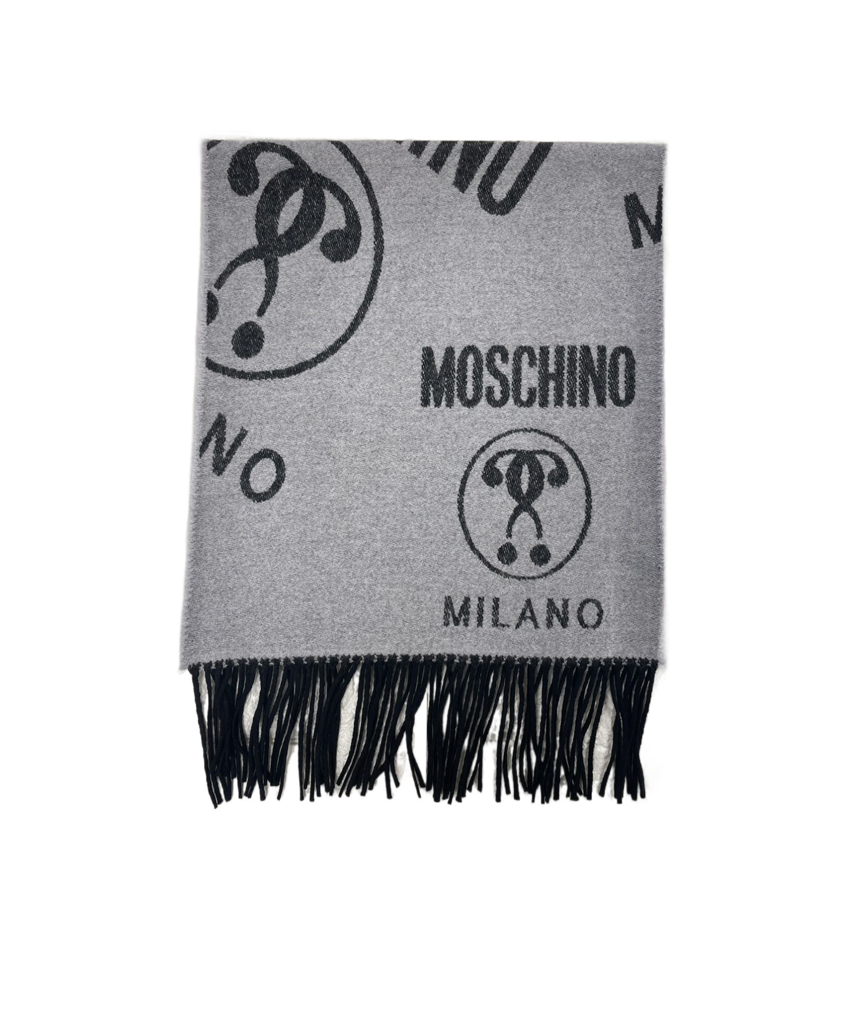 Moschino Fringed Scarf In Gray