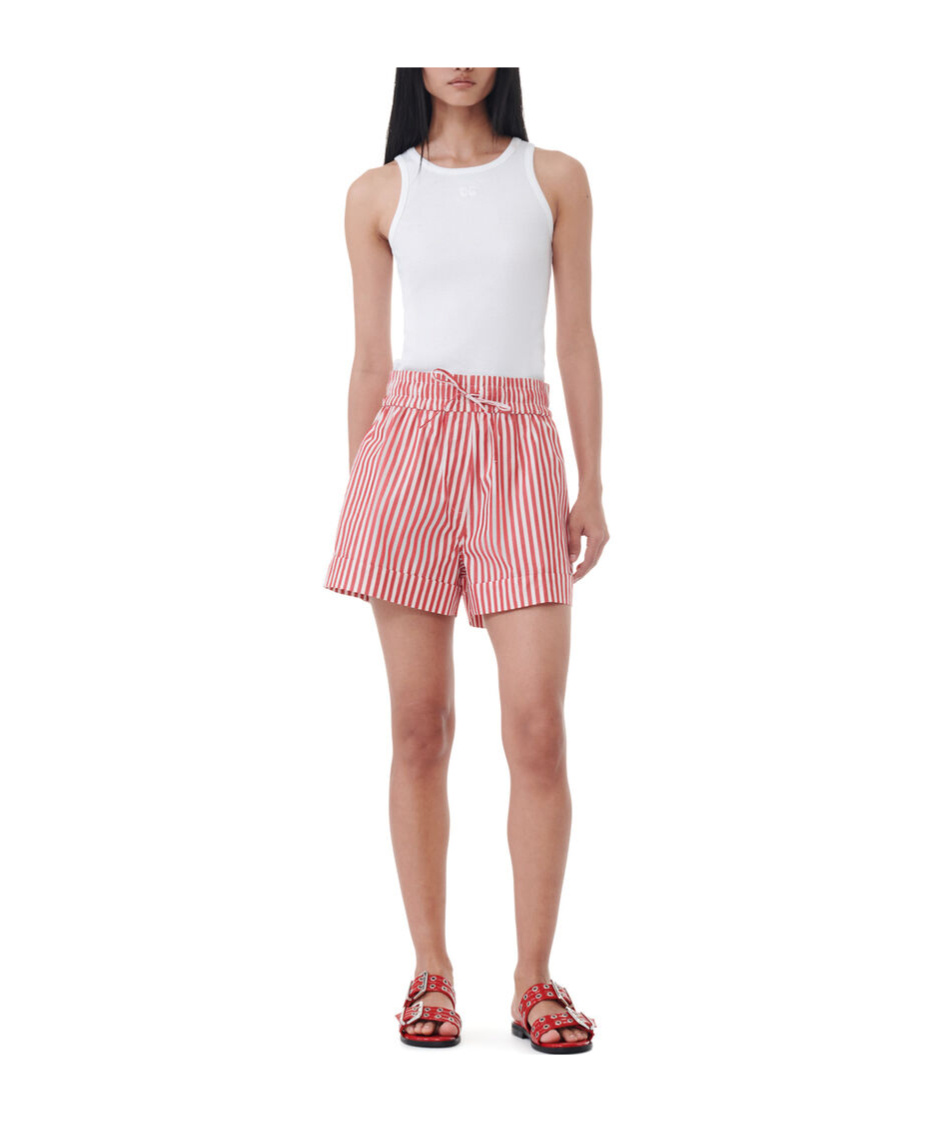 GANNI RED FEMININE BUCKLE TWO-STRAP SANDALS