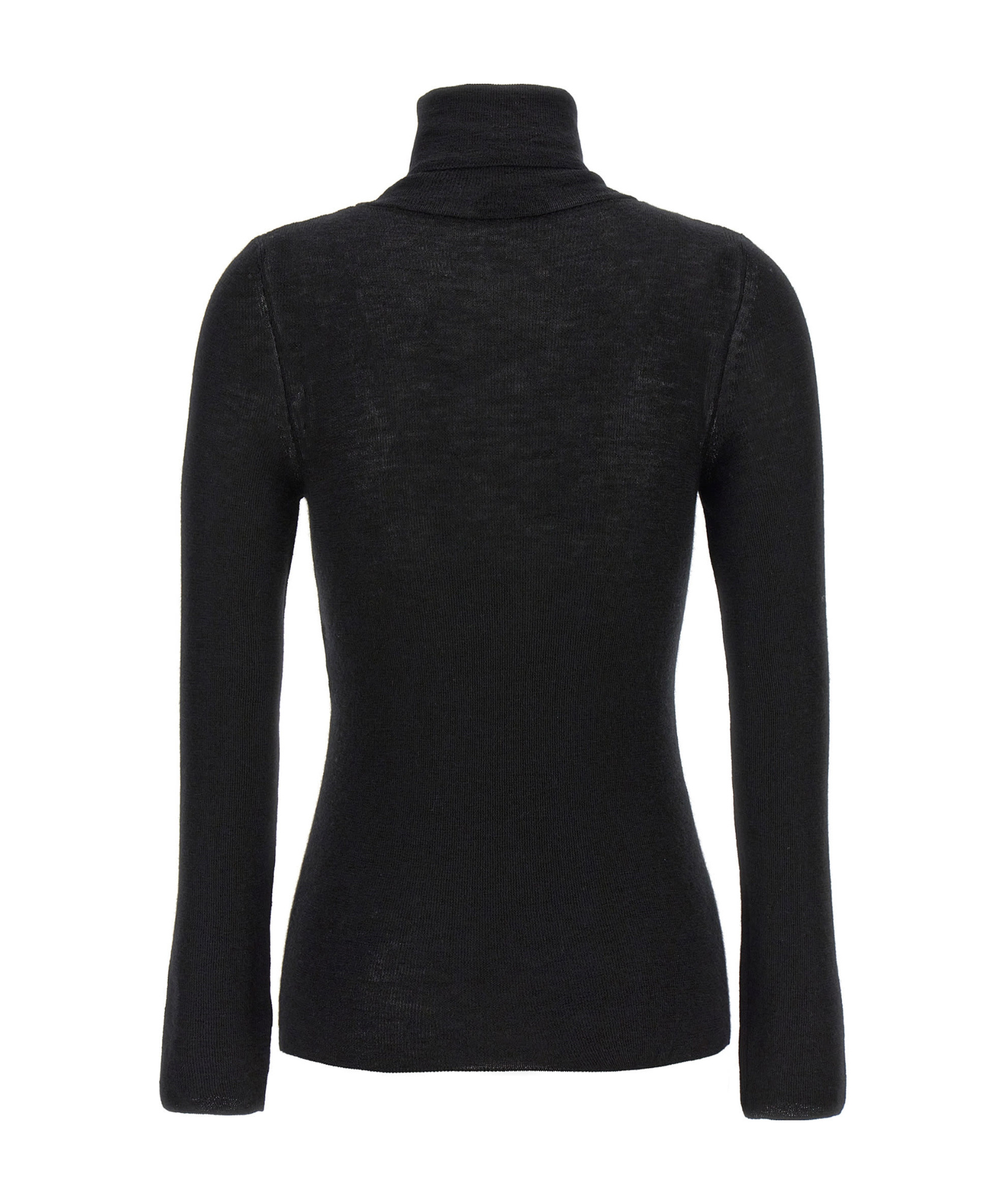Tom Ford Turtleneck Long-sleeve Fine Cashmere-silk Top In Black