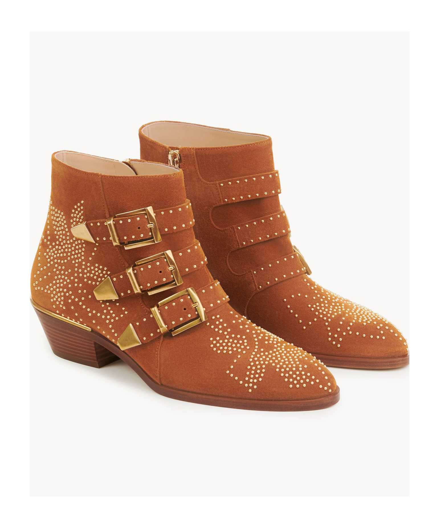 Chloé Women Ginger Brown Nubuck Cowhide Susanna Ankle Boots In Brown