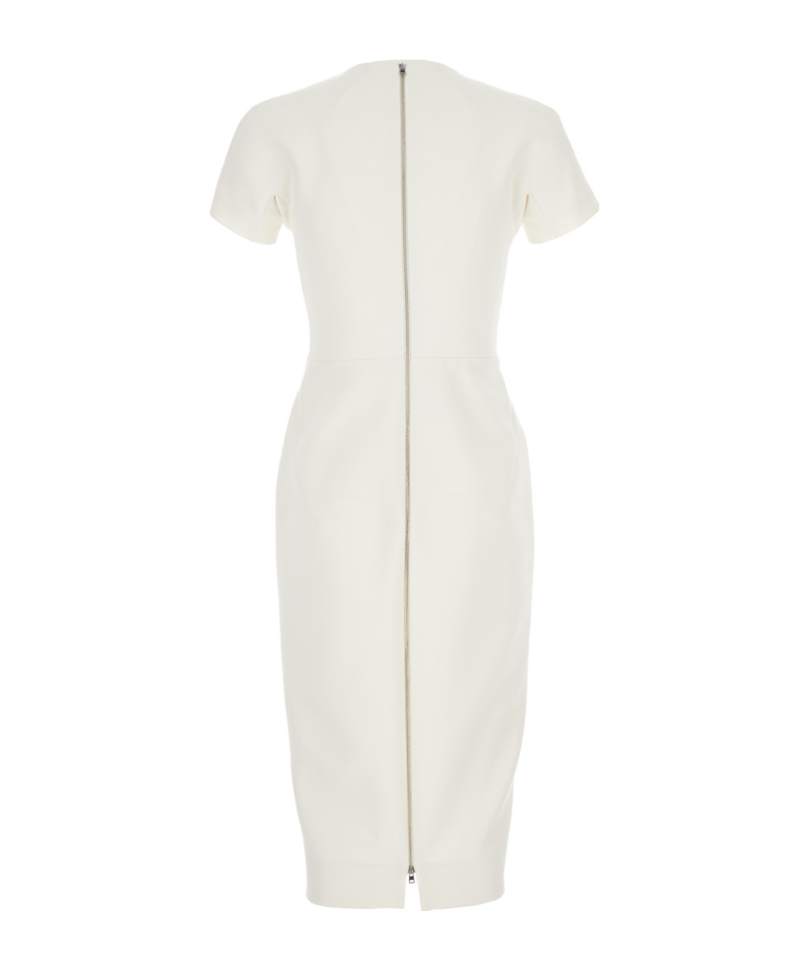 Shop Victoria Beckham Round-neck Twill Midi Dress In White