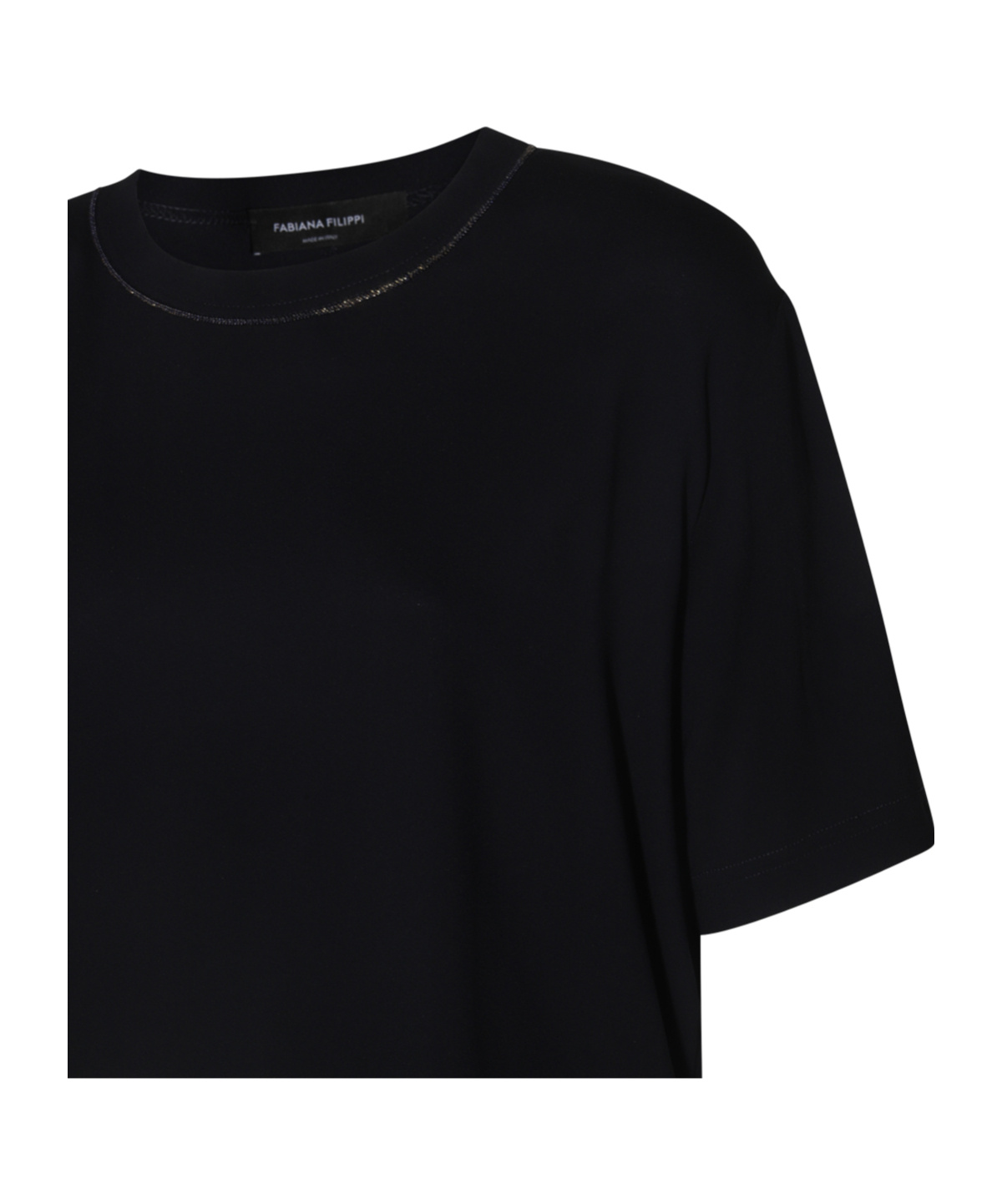 Fabiana Filippi Open-necked Black Shirt In Black