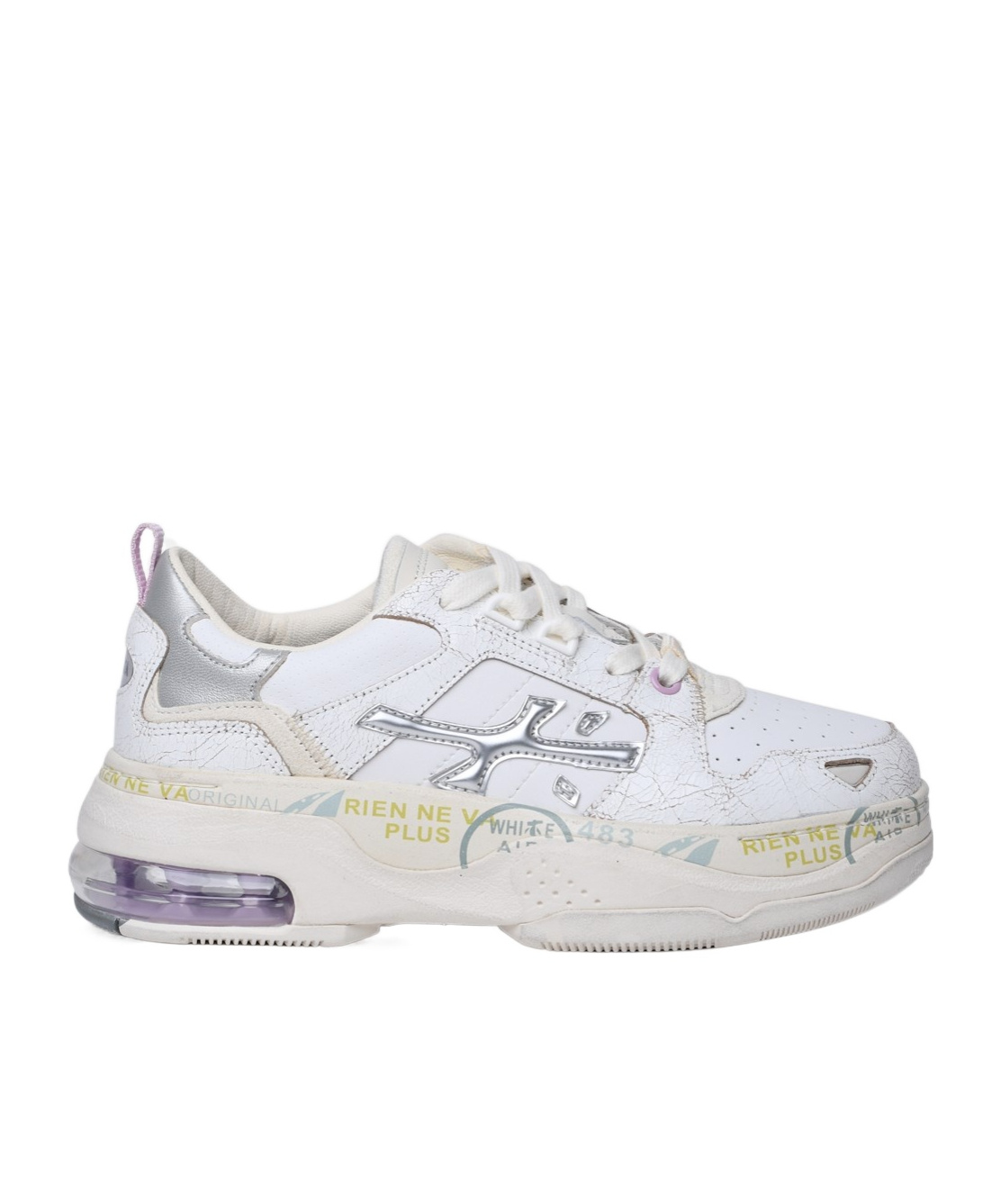 Premiata Draked' White Leather Sneakers In Nude