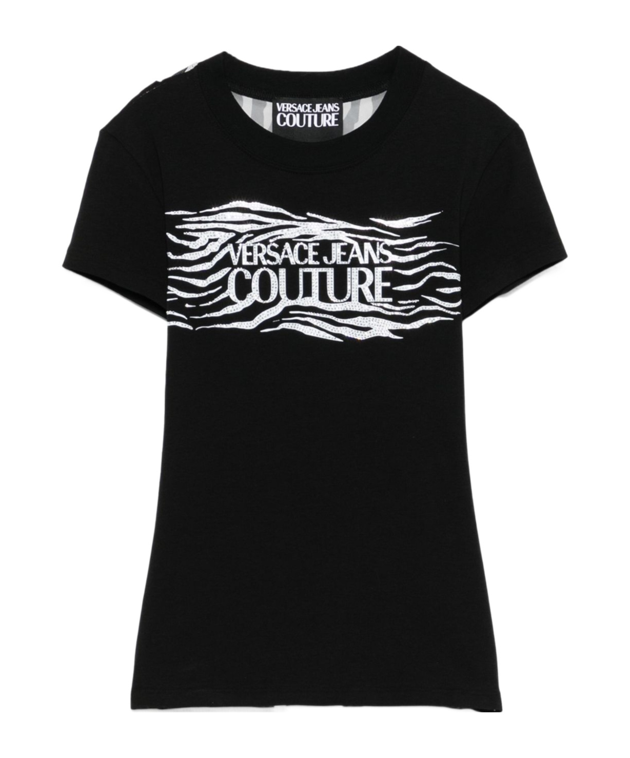Versace Jeans Crystal Zebra T-shirt In Black