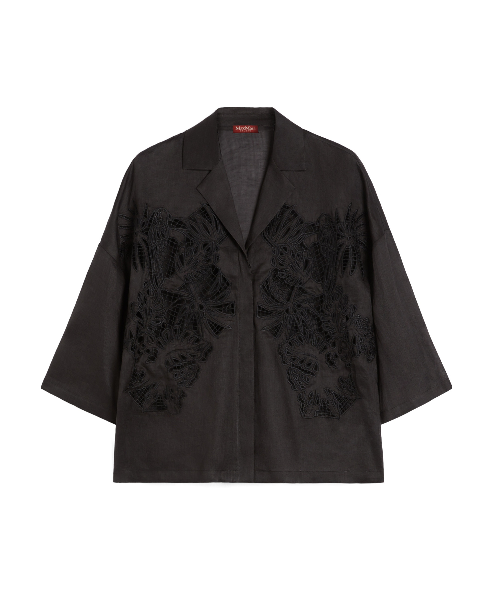 Max Mara Studio Legno Ramie Shirts In Black