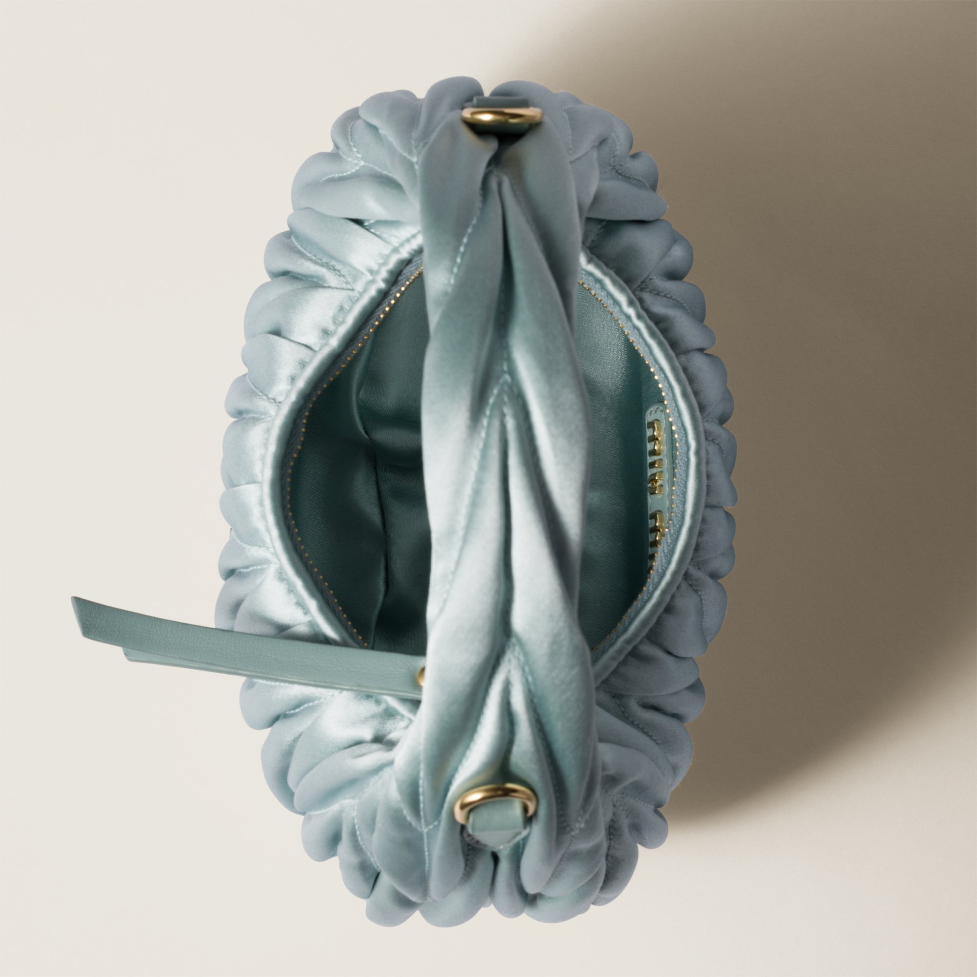 Miu Miu Wander Matelassé Satin Mini-bag In Blue