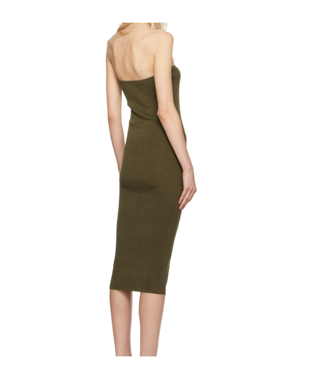 St Agni Khaki 90s Midi Dress In Green