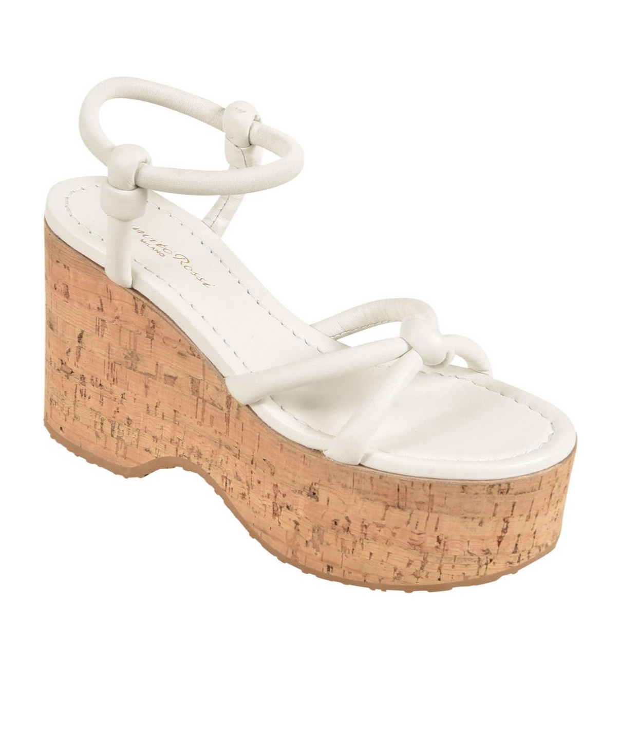 Gianvito Rossi Knotted Leather Ankle-strap Platform Sandals In White