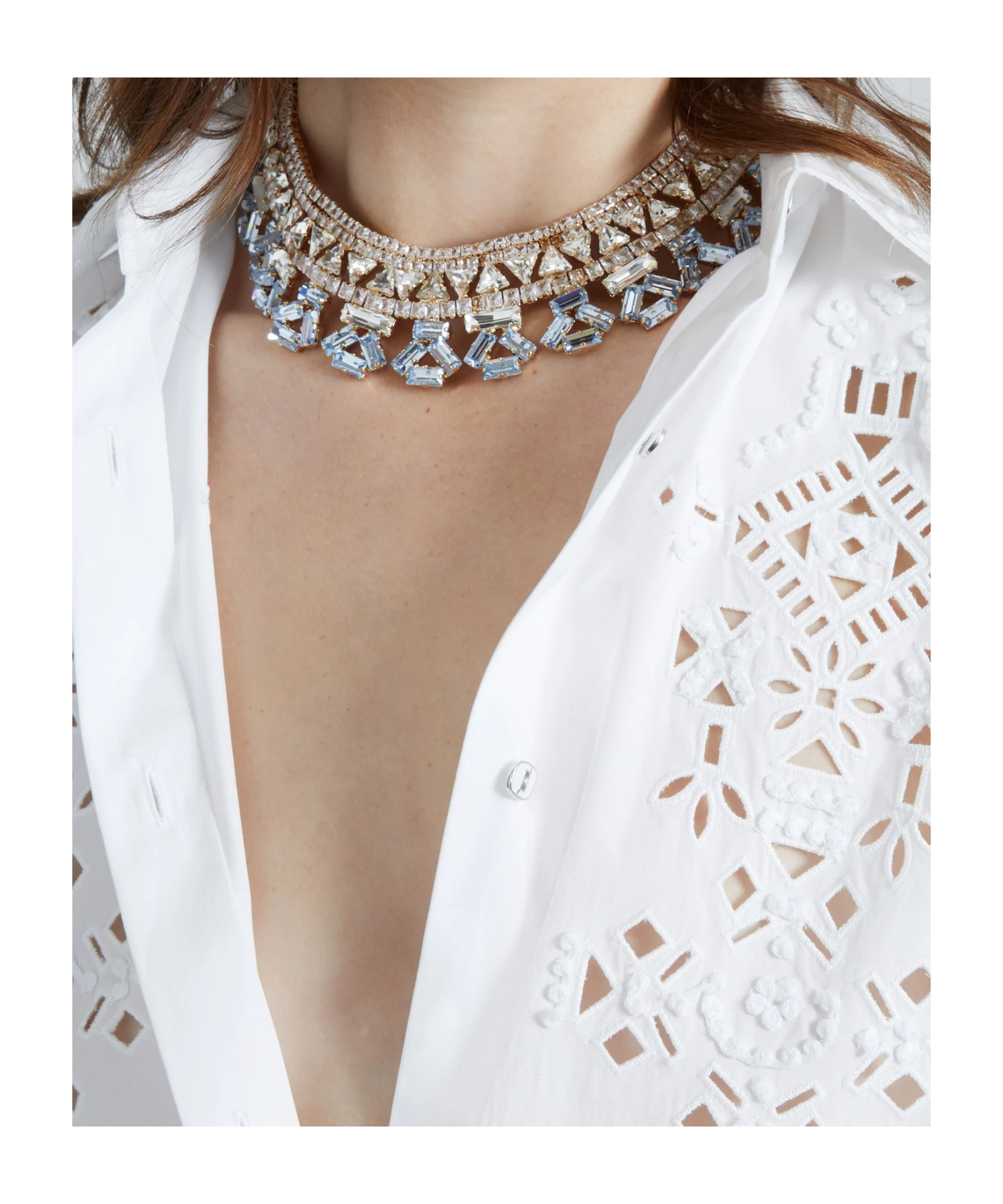 Ermanno Scervino Choker Necklace With Geometric Crystals In Yellow