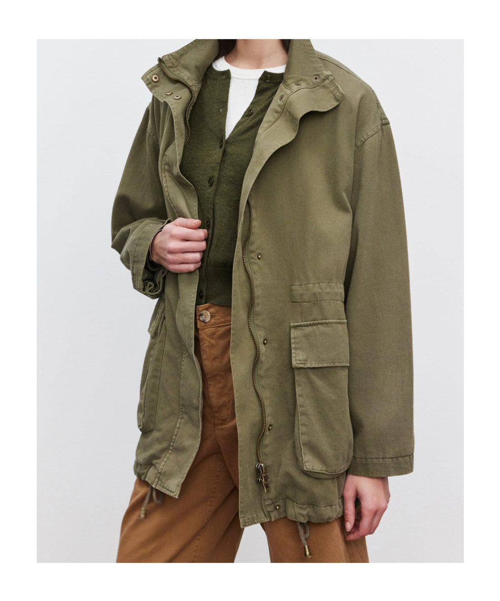 Velvet By Graham & Spencer Long-sleeved Casual Jacket In Green