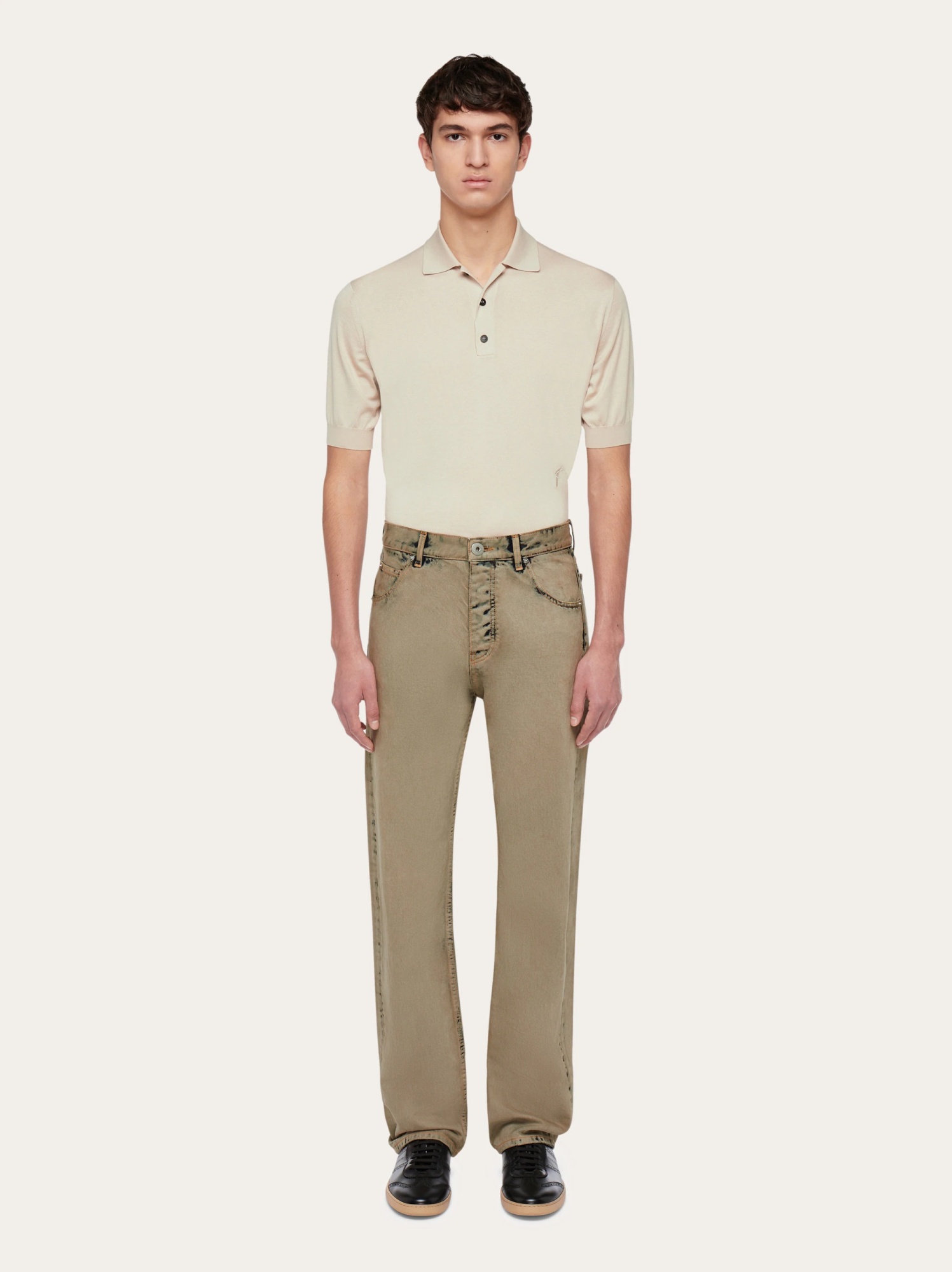 Ferragamo Logo-patch Cotton Trousers In Brown