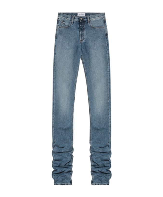 Attico Sky Blue Jeans With Long Leg Curled At The Hem In Blue