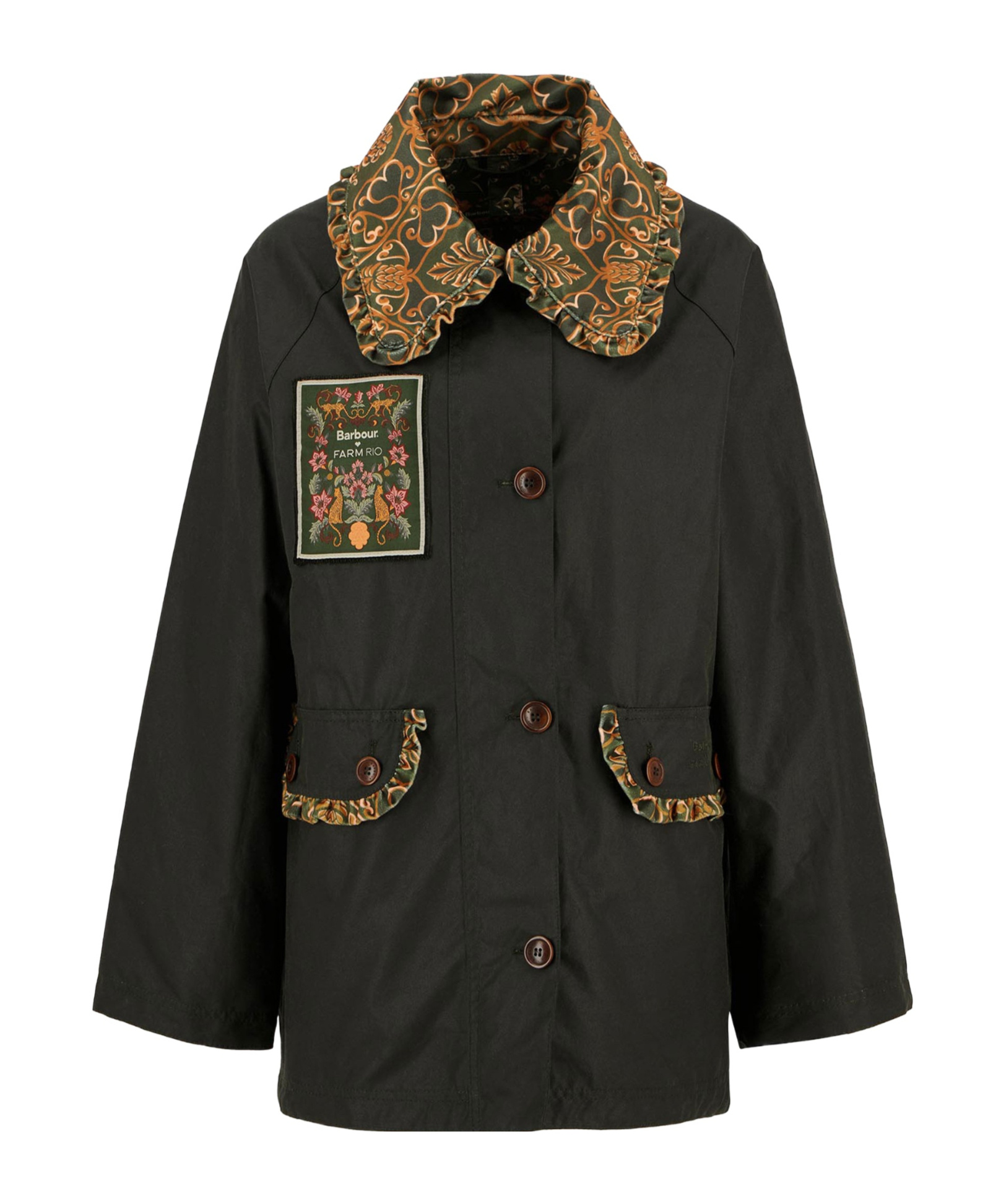 Barbour Farm Rio Maria-clara Waxed Jacket In Black