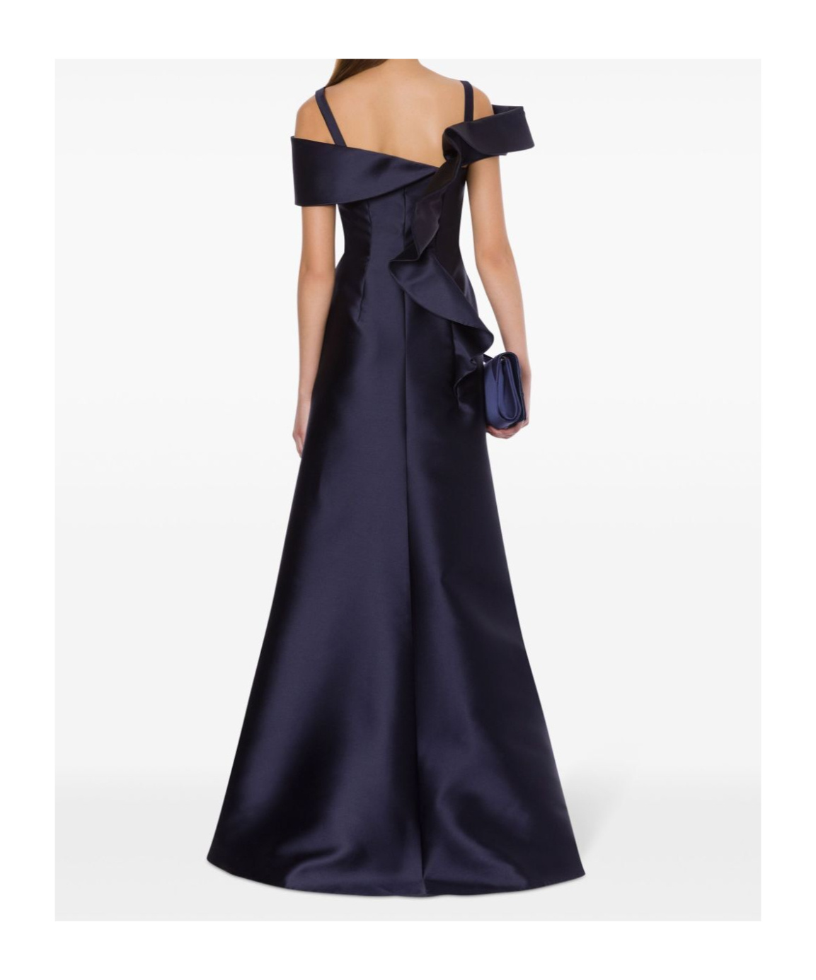 Alberta Ferretti Floor-length Silk Mikado Maxi Dress With Ruffle Hem In Black