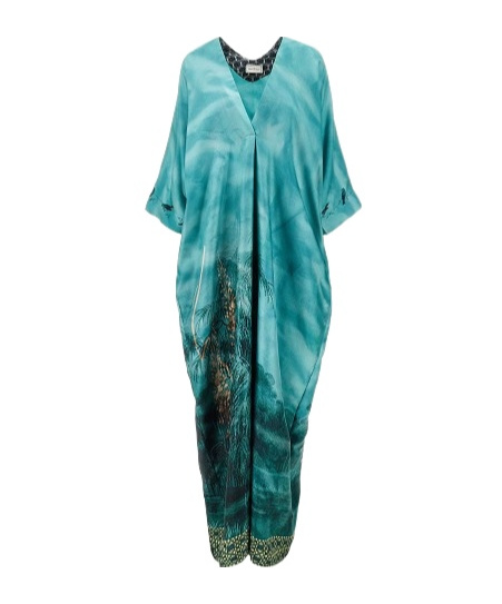 Shop Pierre-louis Mascia Aloe Silk Maxi Dress In Blue