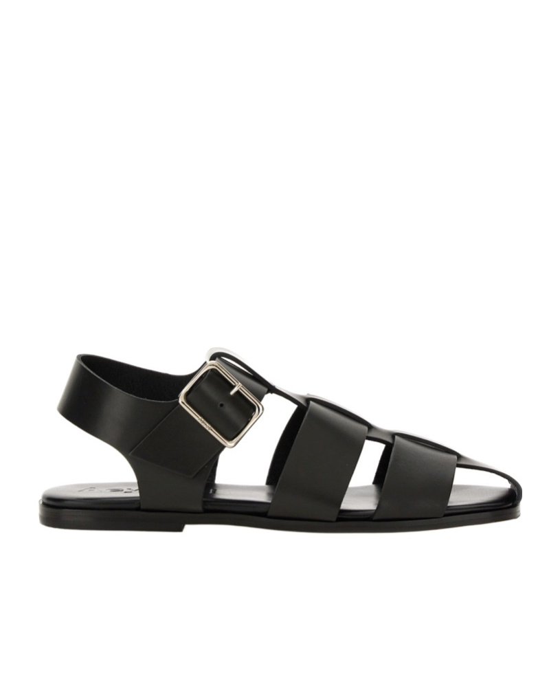 Aeyde Strappy Open Toe Flat Sole Sandals In Black