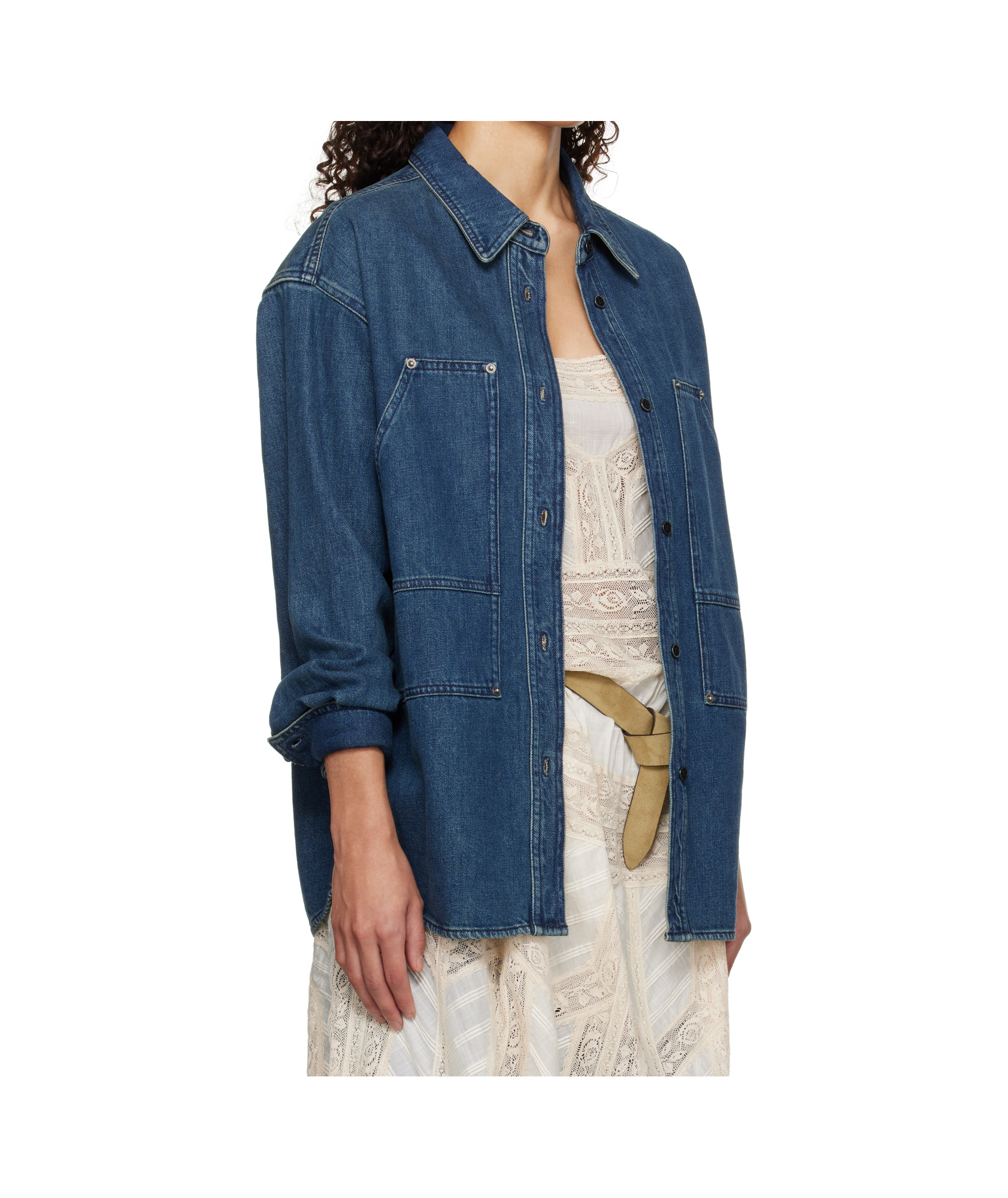 Isabel Marant Étoile Lapel Long Sleeve Denim Jacket In Blue
