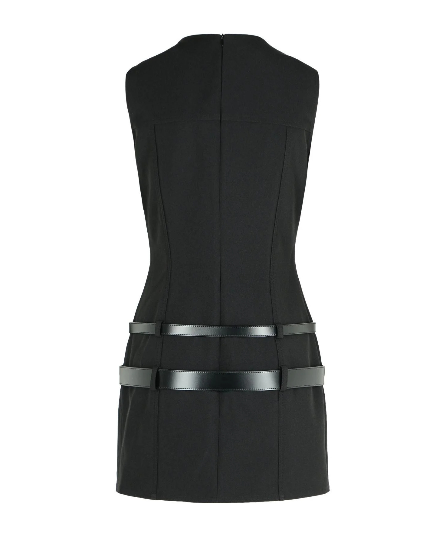 Coperni Black Sleeveless Mini Dress With Two Adjustable Belts On The Front In Tech Fabric Woman In Black