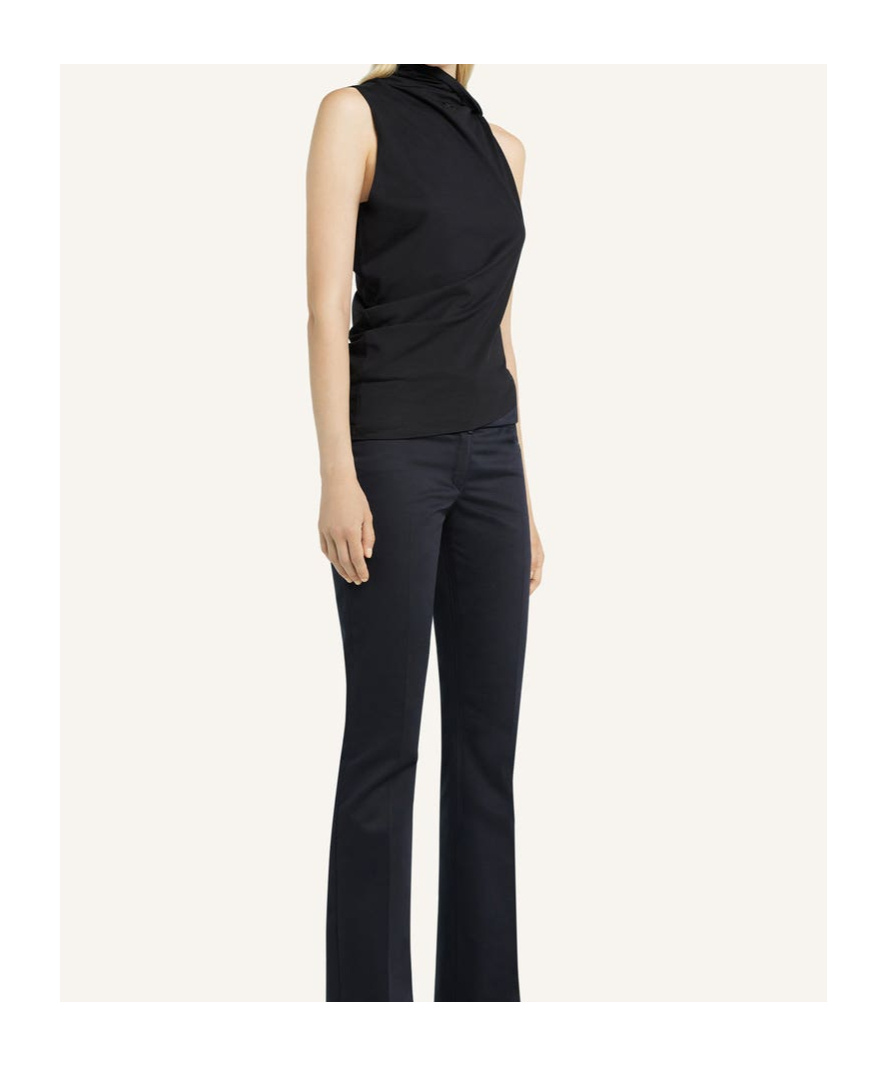 Courrèges Asymmetric Sleeveless Fitted Stretch Top In Black