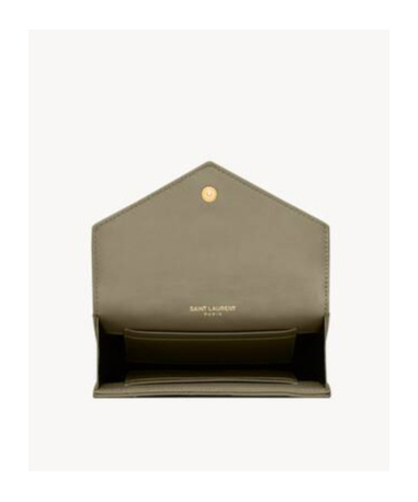 Saint Laurent Quilted Envelope Wallet In Deep Moss Green