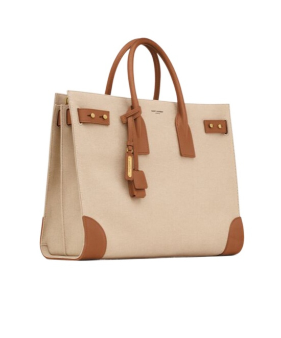 Saint Laurent Large Sac De Jour Thin Tote Bag In Nude