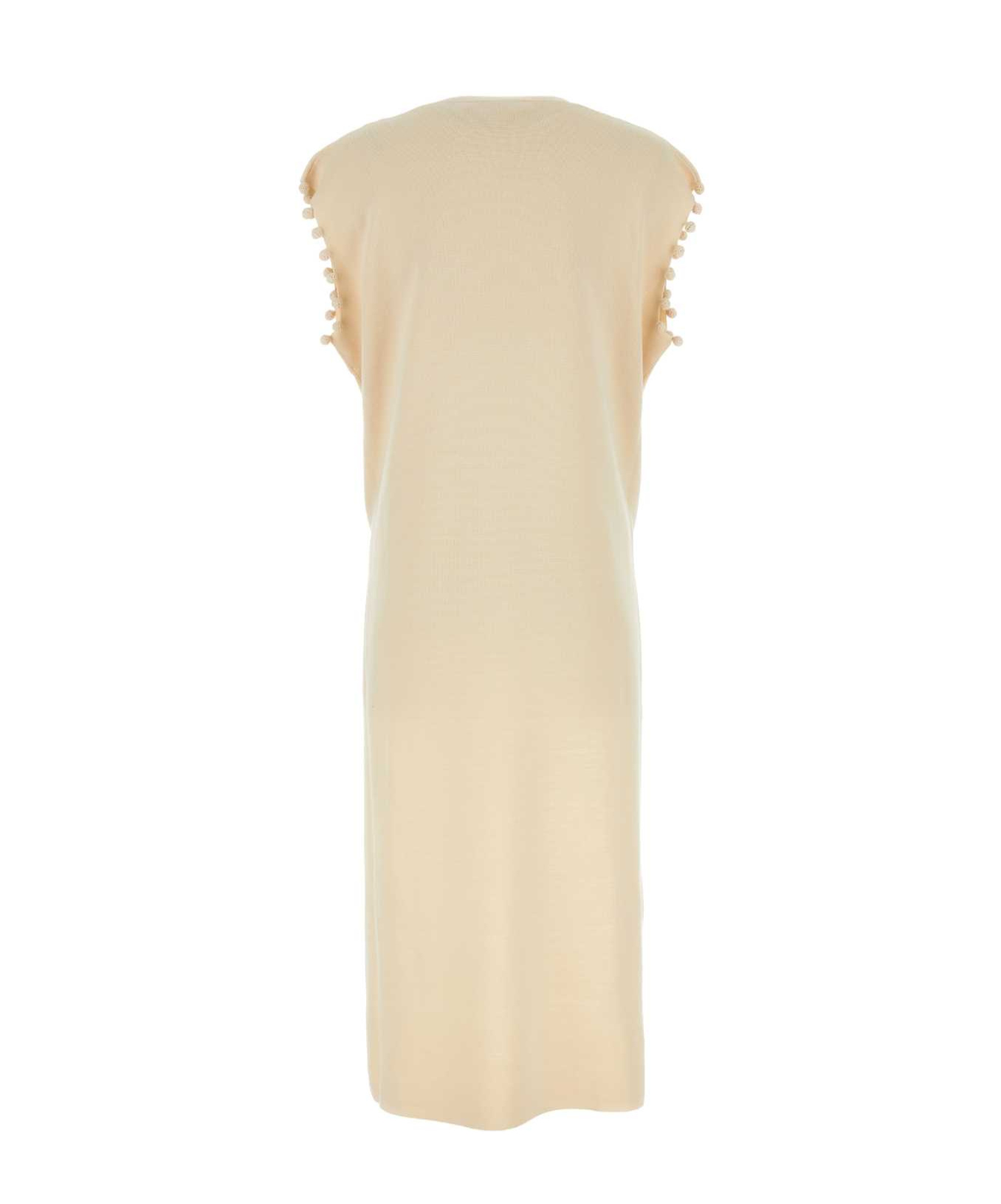 Shop Max Mara V-neck Sleeveless Knitted Dress In Nude