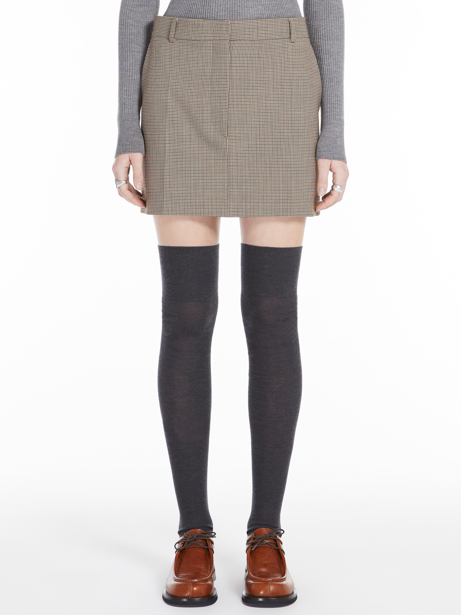 Sportmax Checked Mini Skirt In Gray