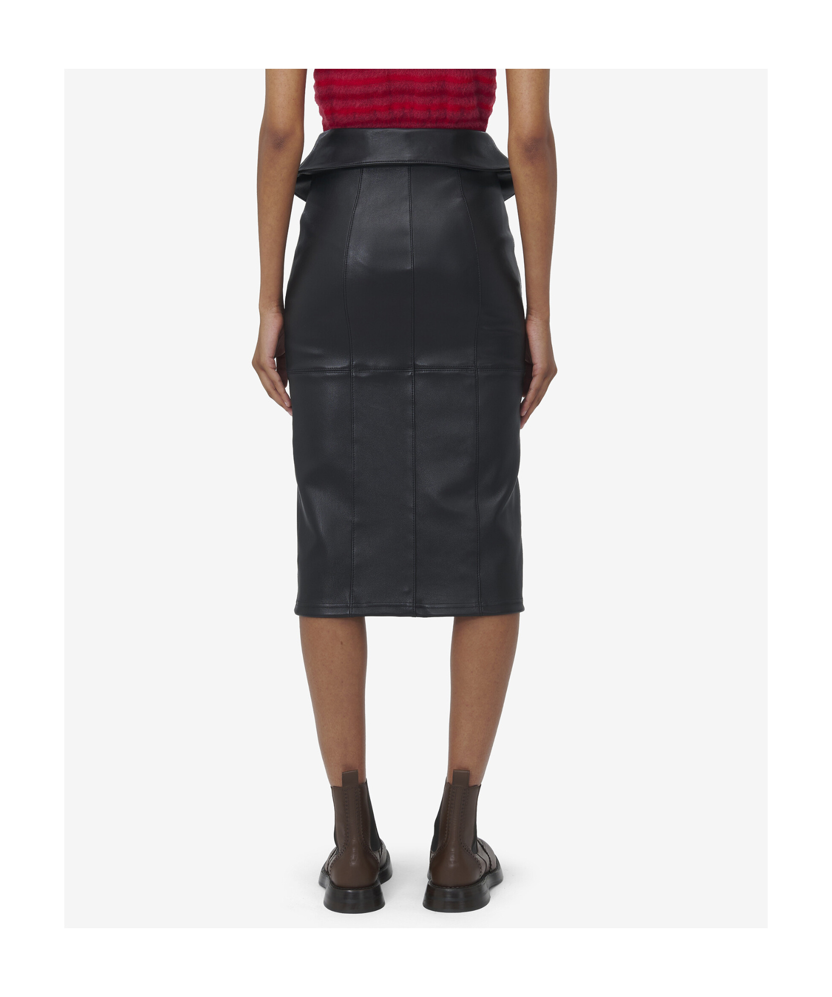 Shop Alexander Mcqueen Leather Pencil Skirt In Black