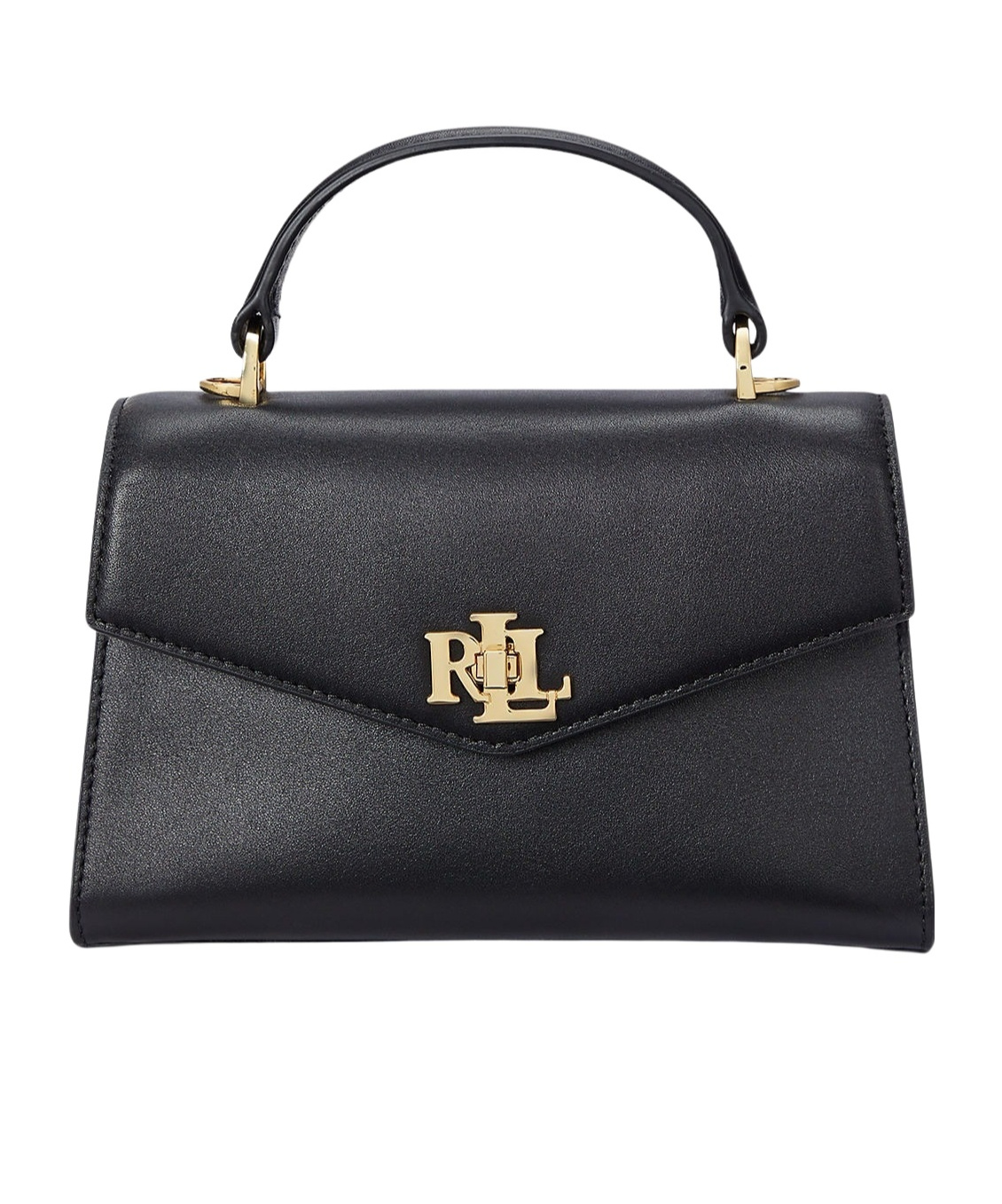 Ralph Lauren Leather Small Farrah Satchel In Black
