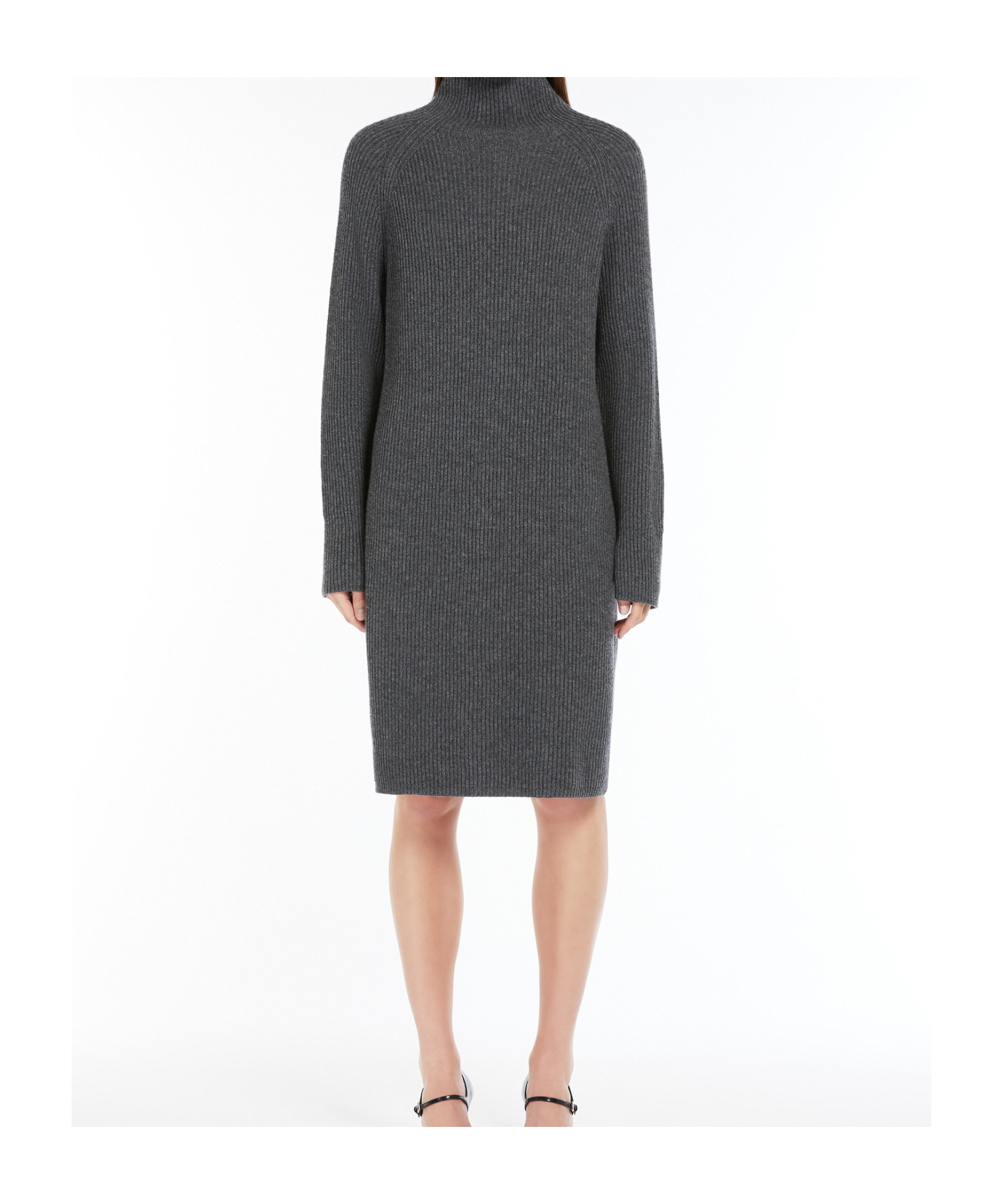 Shop Max Mara Long-sleeved Wool Cashmere Dress In Black