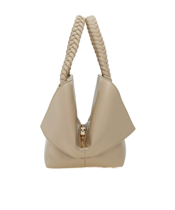 Shop Ferragamo Logo Printed Braided Handle Tote Bag In Nude