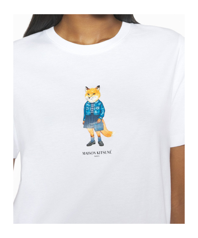 Maison Kitsuné Dressed Fox Print Cotton T-shirt In Multi