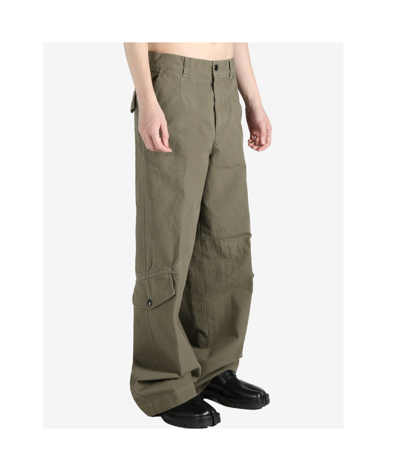 Dries Van Noten Loose Fit Wide Leg Pant In Khaki In Green