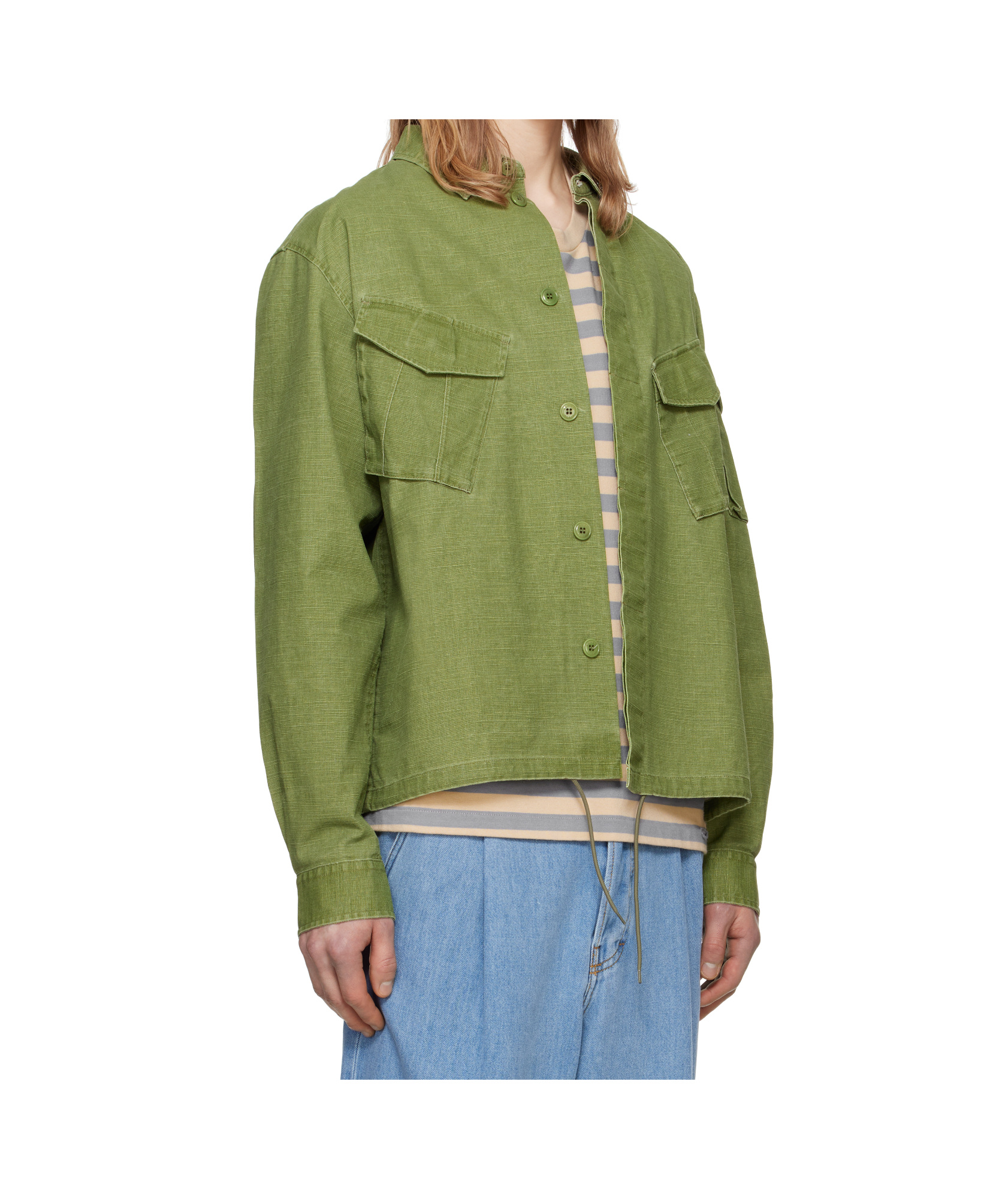 Kenzo Camicia Oversize In Cotone Verde Uomo In Green