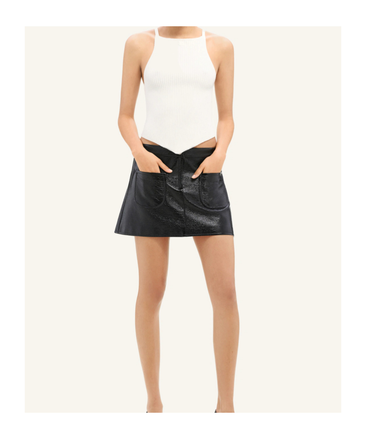 Courrèges Vintage Leather Mini Skirt In Black