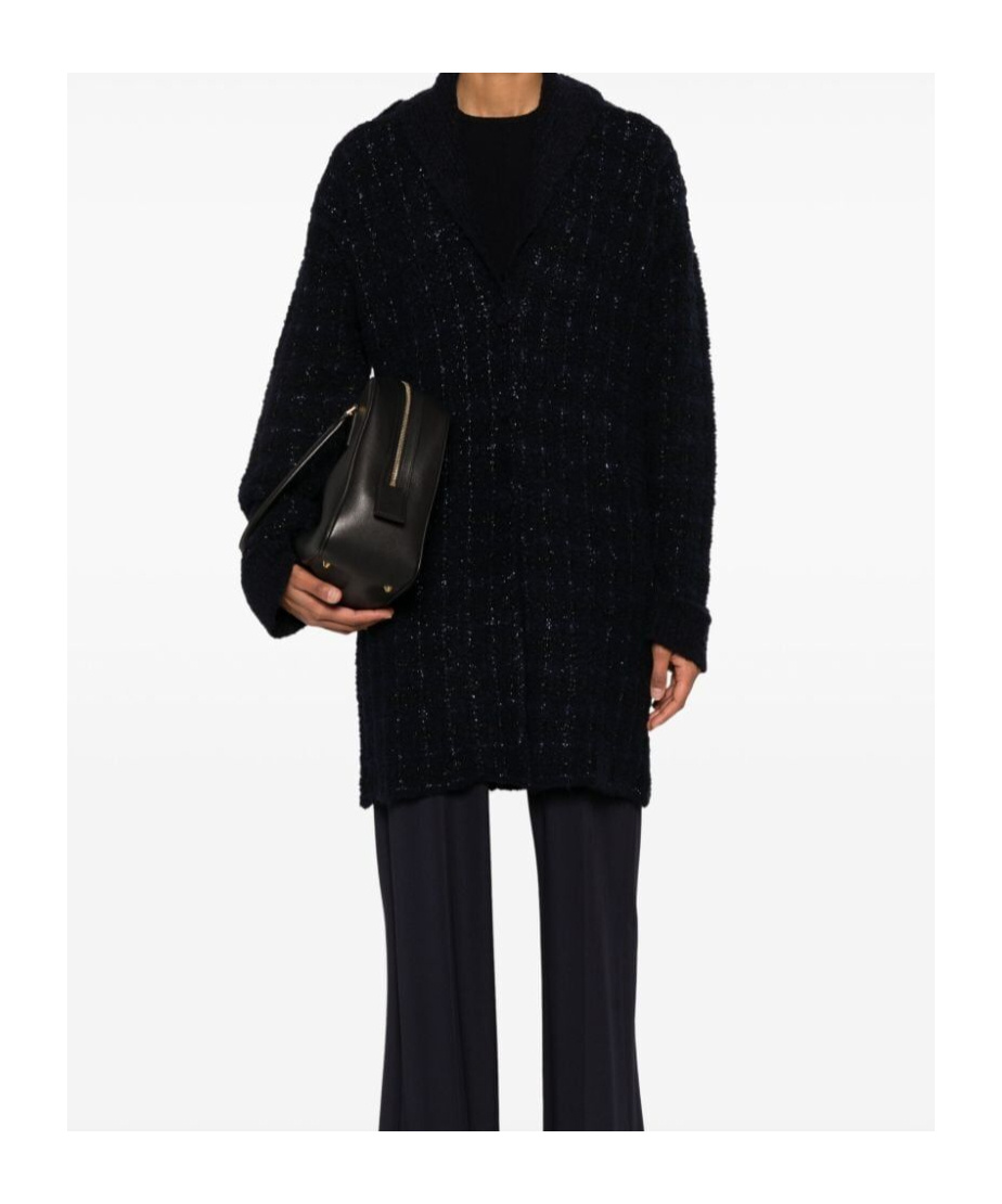 Twinset Check Coat In Black