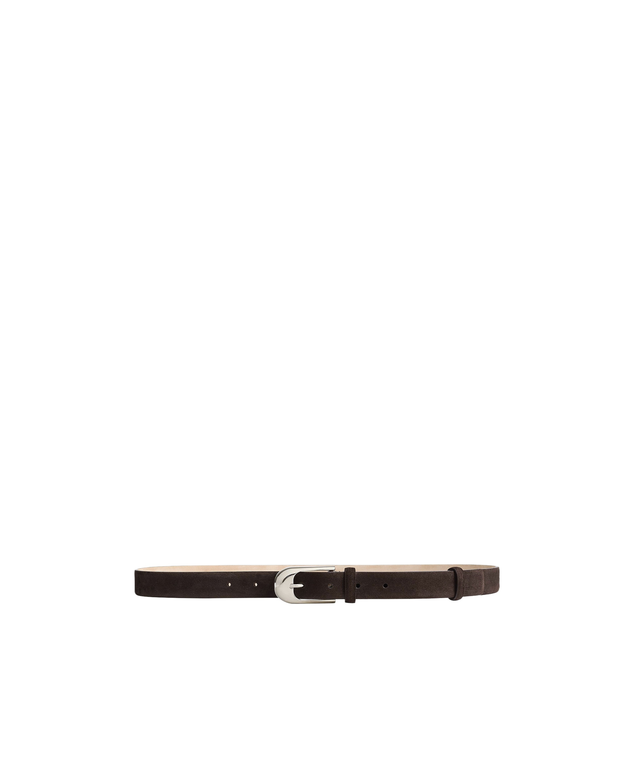 Khaite Dark Brown Textured Buckle Belt In Brown
