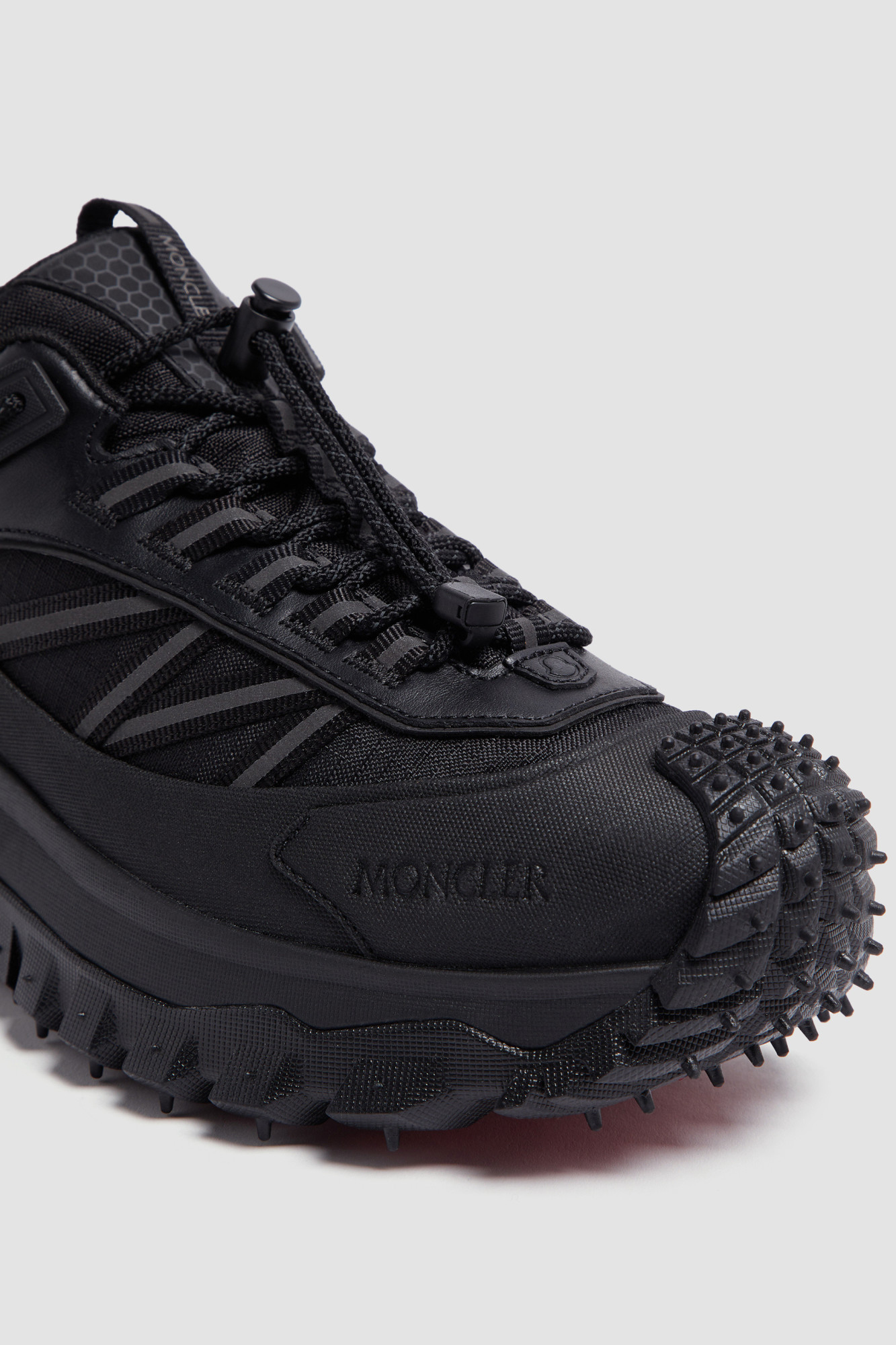 Moncler Men Trailgrip Gtx Mesh And Leather Sneakers In Black