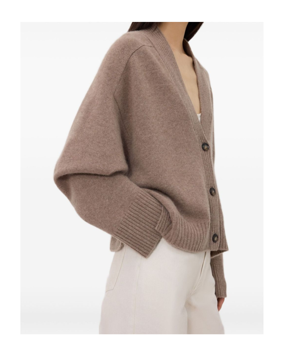Loulou De Saison Kaia Lds Anthracite Grey Cashmere Cardigan In Brown