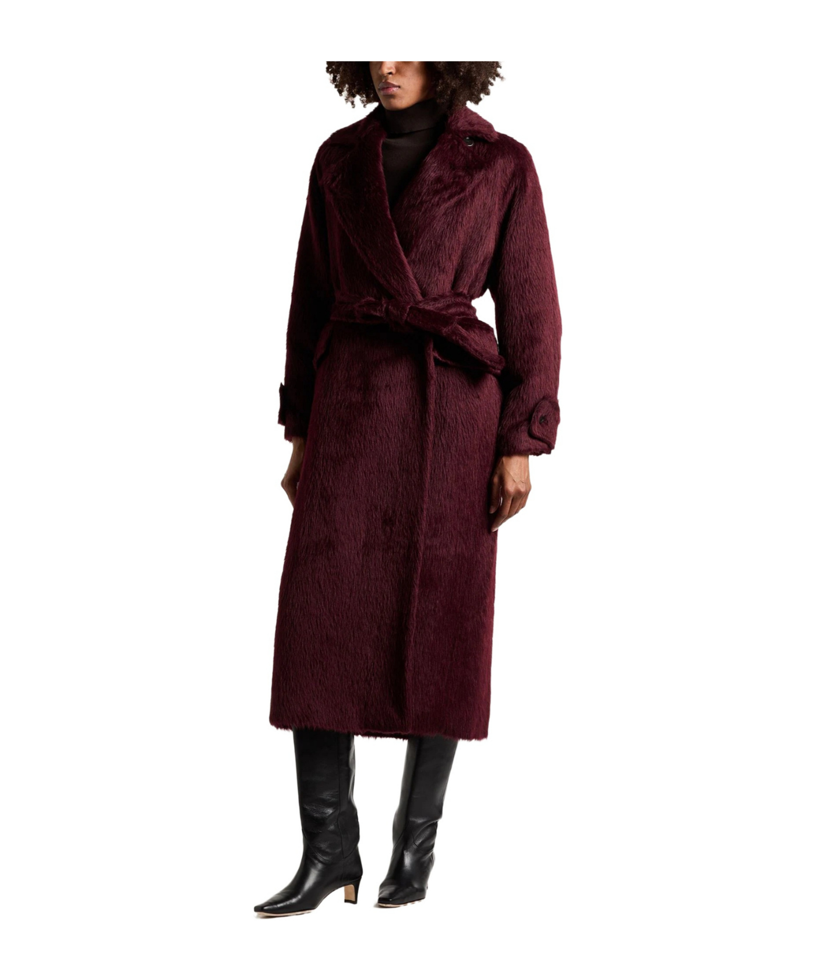 Max Mara Belted Coatplain Coats In Brown