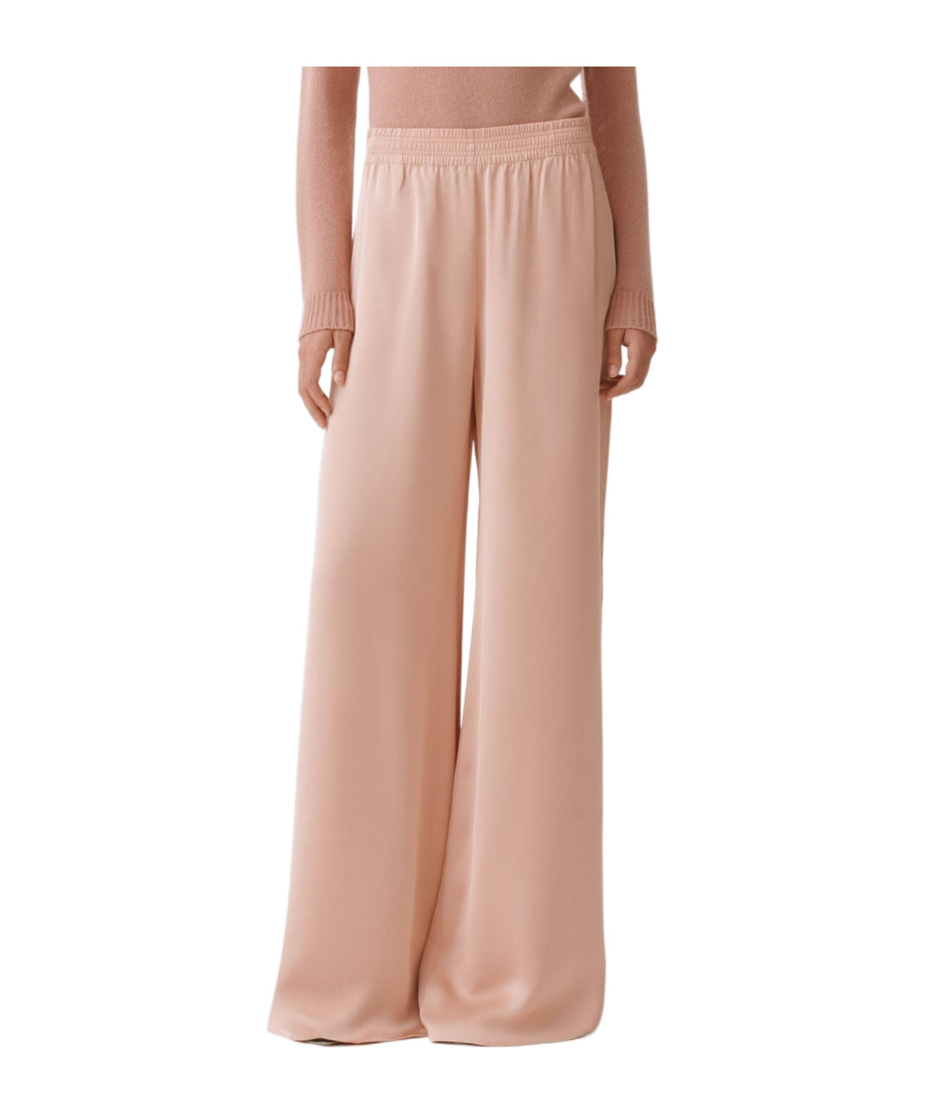 Fabiana Filippi Satin Wide-leg Trousers In Nude