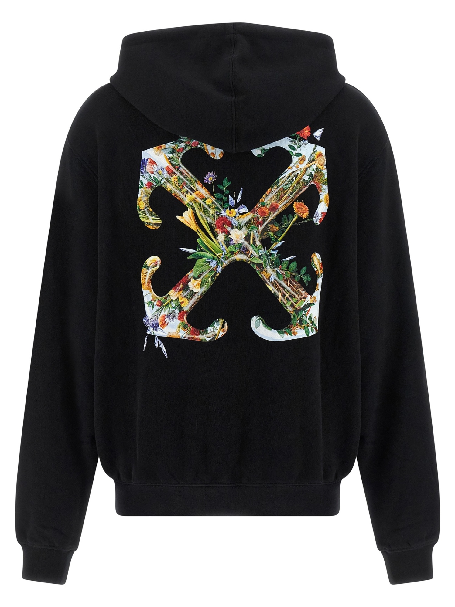 Off-white Hoodie With Graphic Back Design In Black