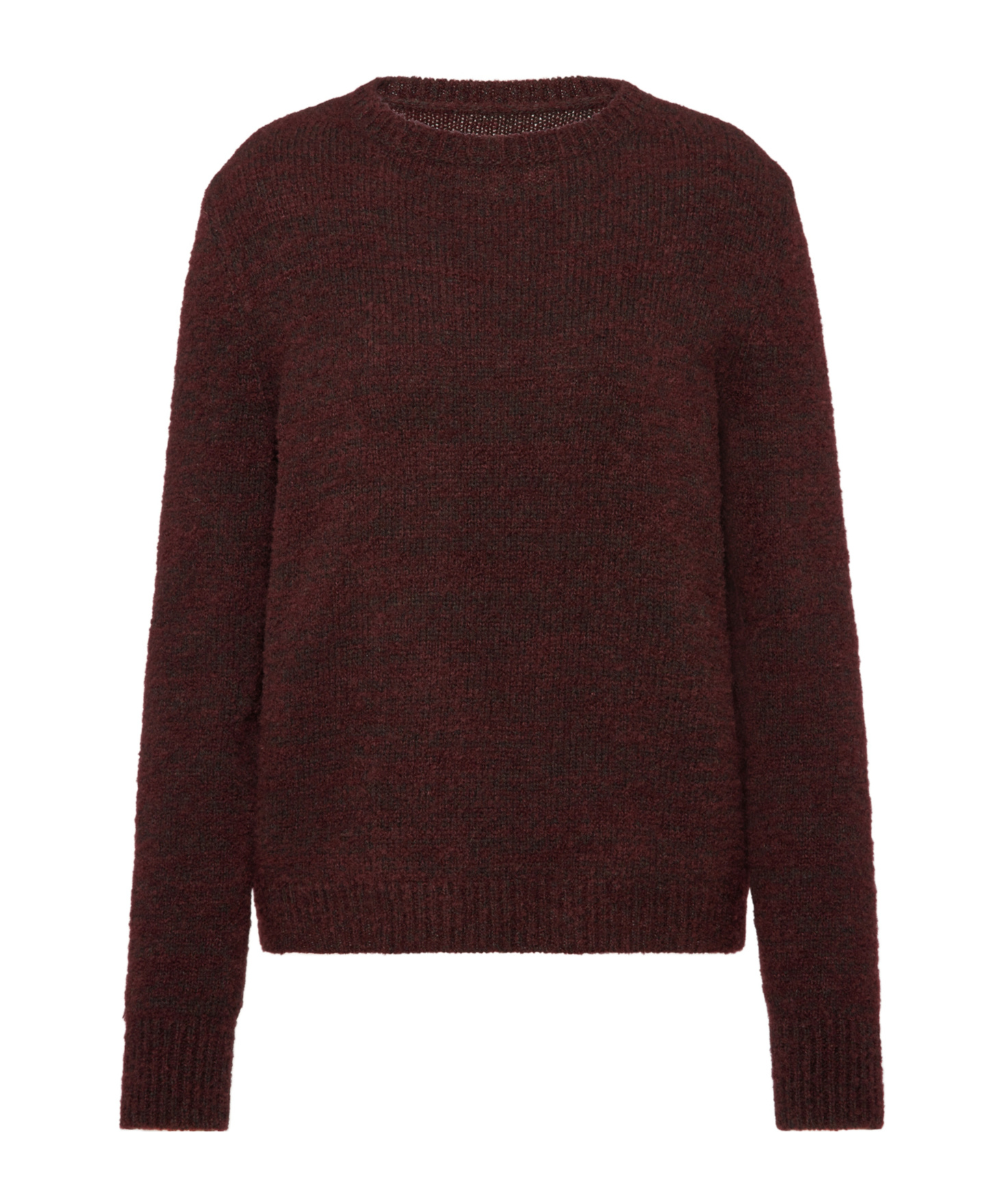Maison Margiela Dropped Shoulder Burgundy Wool Sweater With Ribbed Details In Brown