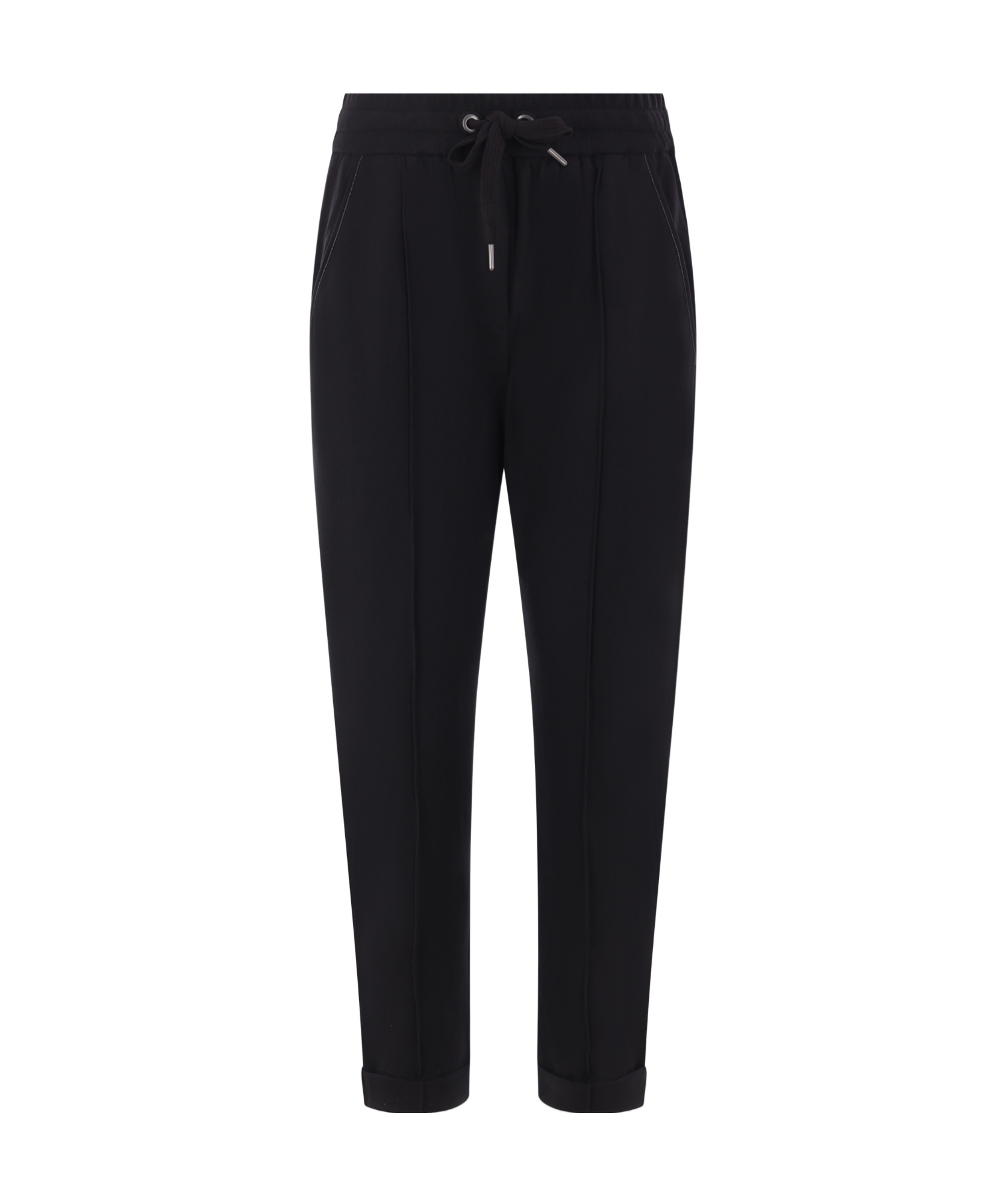 Brunello Cucinelli Women Track Trousers In Lightweight Stretch Cotton Fleece With Moniline In Black