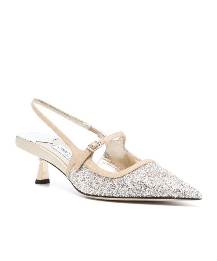 Jimmy Choo Didi 45 Glitter Slingback Pumps In White